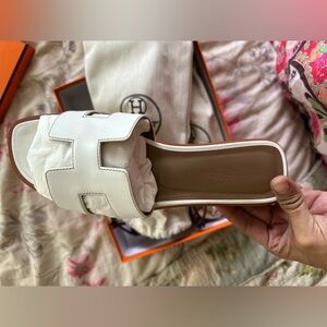 HERMES ORAN SANDALS WHITE